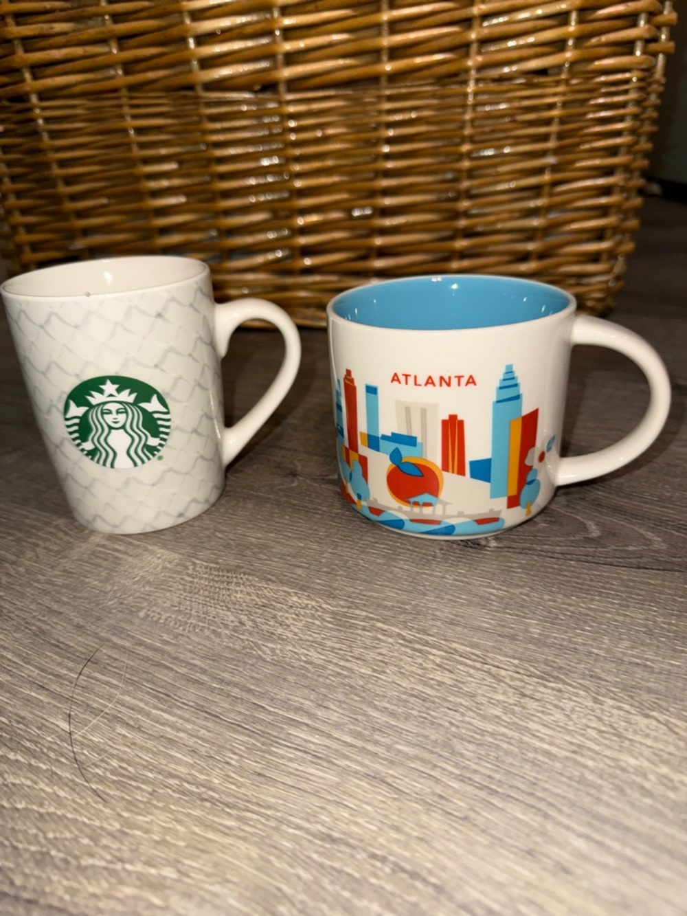 Starbucks Atlanta You Are Here & 2021 Starbucks Grey Scale Mermaid Mugs Lot of 2